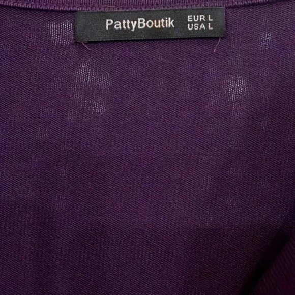 Pretty PattyBoutik Women's Cowl Neck Button Embellished Top (Deep Purple L) - Picture 4 of 7